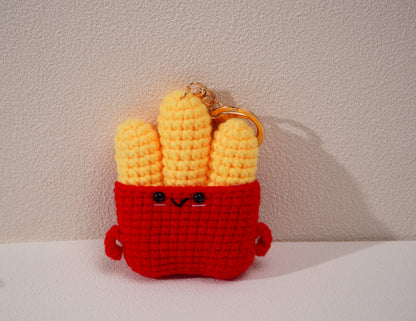 Porte-clés frites au crochet – Création artisanale en coton