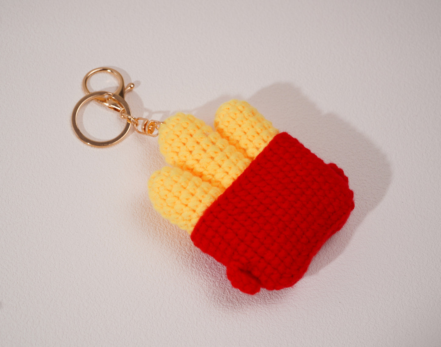Porte-clés frites au crochet – Création artisanale en coton