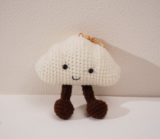 Porte-clés nuage au crochet – Création artisanale en coton