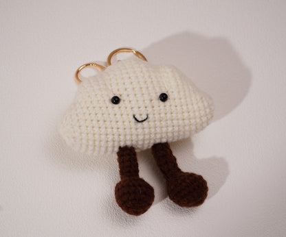 Porte-clés nuage au crochet – Création artisanale en coton