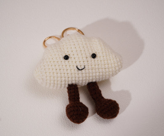 Porte-clés nuage au crochet – Création artisanale en coton