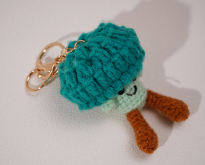 Porte-clés brocoli au crochet – Création artisanale en coton