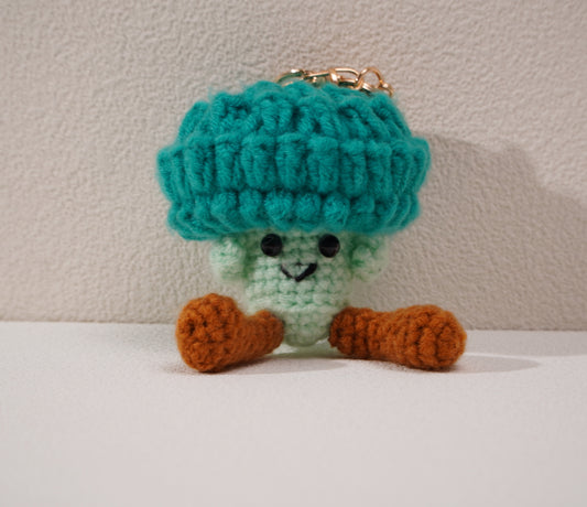 Porte-clés brocoli au crochet – Création artisanale en coton